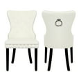 thumbnail image 3 of WestinTrends Wordford Velvet Dining Chairs Set of 2, Modern Wingback Upholstered Button Tufted Kitchen Dining Room Chairs with Solid Wood Legs and Pull Ring, Cream, 3 of 11