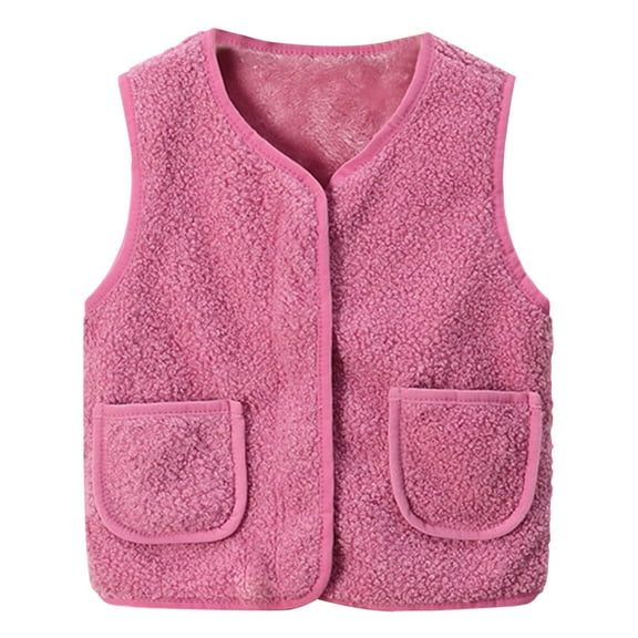 Toddler Baby Boy Girl Fleece Vest Fuzzy Sherp𝐚 Fleece Lined Sleeveless Waistcoat Fall Winter Faux Fu𝐫 Jacket with Pocket Coat