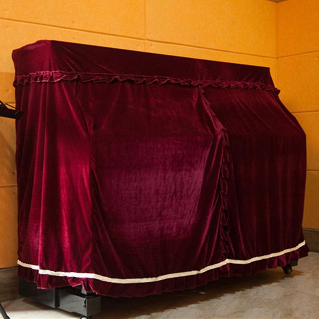 Cubierta de piano vertical, cubierta decorada a prueba de polvo de piano completo que no destiñe (rojo)