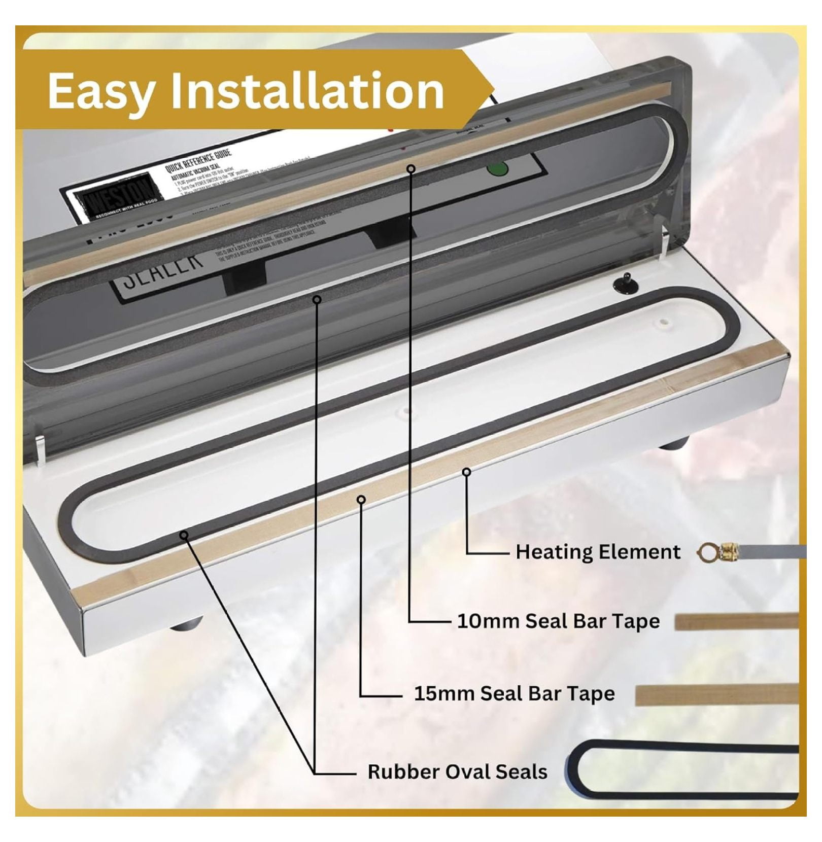 Vacuum Sealer Parts Kit Compatible with PRO-2100, PRO-2300, PRO-3500 - Seals & Tape