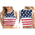 thumbnail image 3 of Camiseta Sin Mangas Corta con la Bandera Estadounidense de EE. UU. para Mujer, Ideal para Cosplay, con el 4 de Julio. B298-1005 L, 3 of 5