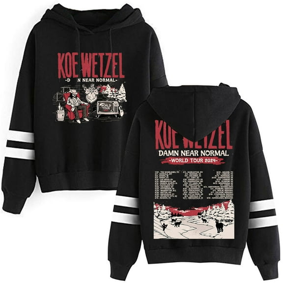 Koe Wetzel Tour Pullovers 9 Lives Merch Pocketless Parallel Bars Sleeve Streetwear Hooded Sweatshirt