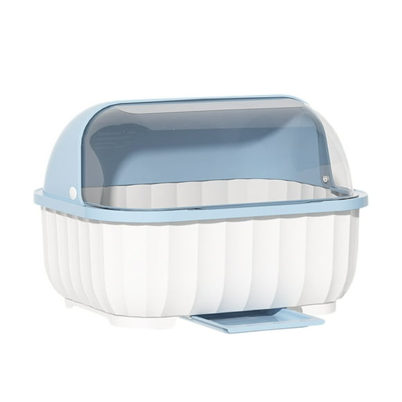 EGNMCR Storage Containers Kitchen Dishware Organizer - Adjustable Rack For Plates And Bowls With Drainage - Utensil Storage Box With Lid - Space-Saving Cabinet For Tableware Kitchen Dishware Organizer