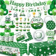 Golf Birthday Decorations (188pcs) – Plates, Napkins, Tablecloth, Cup, Banner, Balloon, Cake Topper – 24 Guests – Home Decor, Kitchen, & Other