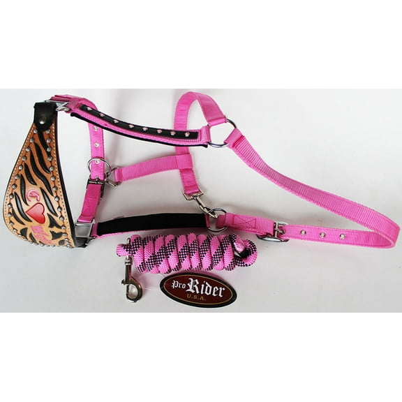 Horse Noseband Tack Bronc Leather HALTER Tiedown Lead Rope  280612