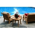 thumbnail image 3 of Wholesale Teak 5 Piece Wood Outdoor Patio Bar Set with Ottoman, Brown/Beige, 3 of 5