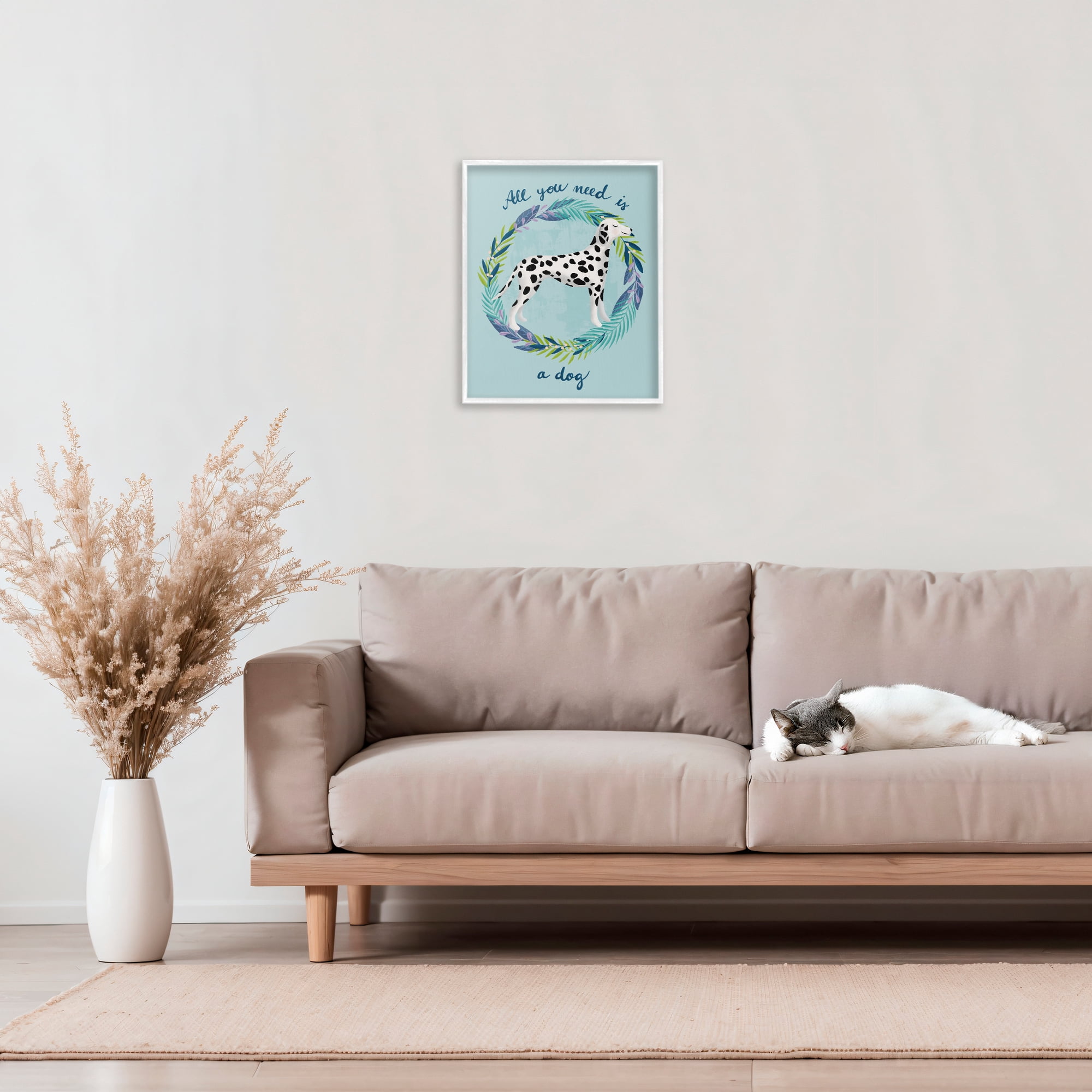 Stupell Industries All You Need Is A Dog White Framed Giclee Art, design by Metka Hiti