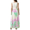 thumbnail image 3 of INSPIRE CHIC Pleated Maxi Dresses for Women's Square Neck High Waist Casual Long Floral Flare Dress S Beige, 3 of 6