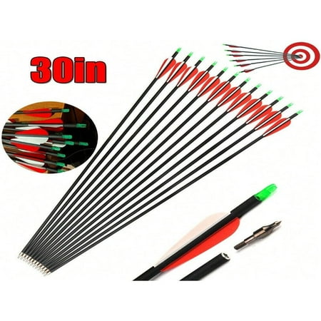 QUTETN SMART TREE 12Pack 30-Inch Carbon Arrows SP500 Archery Hunting For Compound&Recurve Bow