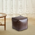 thumbnail image 6 of Faux Leather Ottoman Footstool, Moroccan Pouf Cover, Unstuffed Storage Footrest, for Living Room, Bedroom, Nursery Decor, 1-pack, Brown, by Ihhxbz, 6 of 8