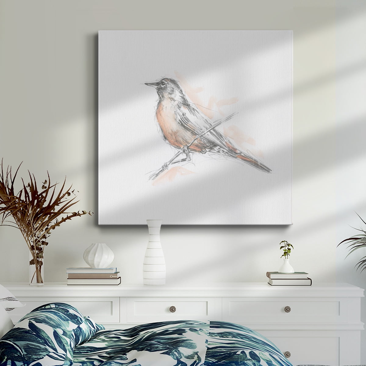 Wexford Home Robin Bird Sketch II-Premium Gallery Wrapped Canvas, 24" x 24" - Ready to Hang