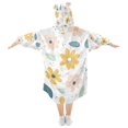 thumbnail image 2 of FORMRS Wearable Blanket Hoodie with Sleeves for Kids Cozy Flannel Sweatshirt, Cute Floral, 2 of 7
