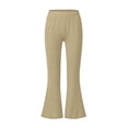thumbnail image 5 of Afuyipoi Girls Flare Capris Pants Size 5-15 Solid Color High Waist Stretch Casual Sports Leisure Summer Pants for Daily Activities Khaki Size 7, 5 of 9