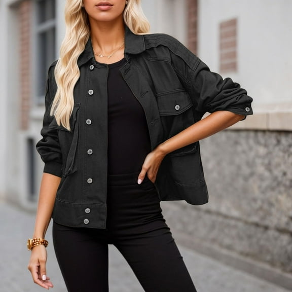 Pyhlmscde Women's Oversized Denim Casual Jean Jacket Autumn Spring, Jean Jacket Women, Womens Cardigan, Fall Sweaters For Women