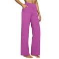 thumbnail image 2 of Loose High-Waist Business Casual Pants Yoga Pants, Yoga Pants Women Wide Leg Pants with Pockets Hot Pink 2XL, 2 of 4