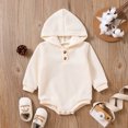 thumbnail image 2 of Otqutp Round Neck Sweatshirt for Toddler Boys Girls Long Sleeve Solid Hooded Pullover Romper Sweatshirt Bodysuits Fall Winter Clothes (A,18-24 Months), 2 of 6