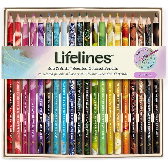 Lifelines Classic & Earth Palette Rub & Sniff Scented Colored Pencils Set, 20 Pack