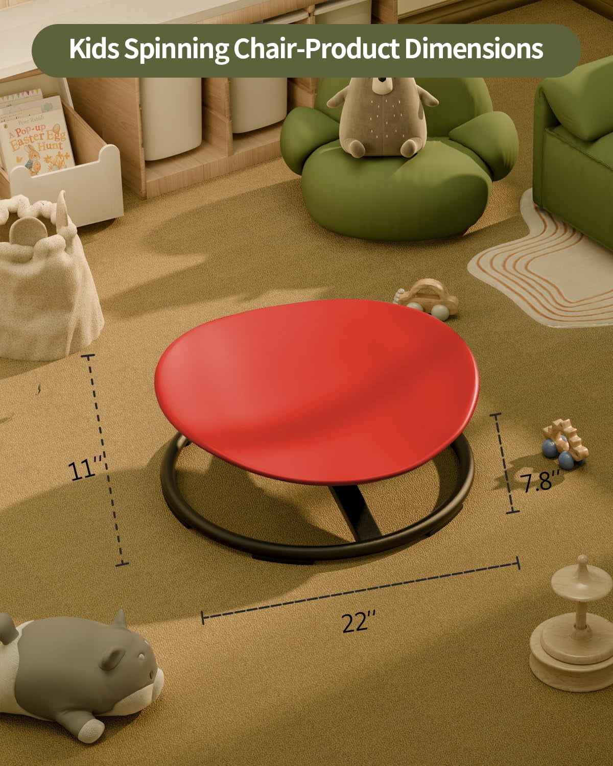 MoveCatcher Children’s Sensory Swivel Chair - Round, Red - Sensory Play & Body Coordination