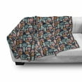 thumbnail image 3 of Tropical Soft Flannel Fleece Blanket, Ornamental Jungle Elements Cartoon Style Hawaiian Flora on Blue Toned Background, Cozy Plush for Indoor and Outdoor Use, 70" x 90", Multicolor, by Ambesonne, 3 of 6