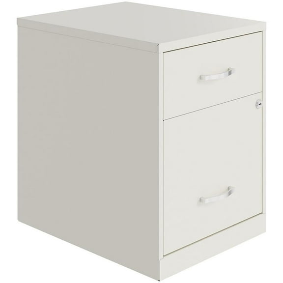 Pemberly Row 18"D 2 Drawer Vertical Metal Filing Cabinet - Pearl White