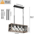 thumbnail image 3 of KEESFU Luz Dije Estilo Farmhouse de 4 Luces, Altura Ajustable con Vetas de Madera y Marco de Metal Negro para Kitchen Island, Comedor, Mesa de Alberca, 3 of 10