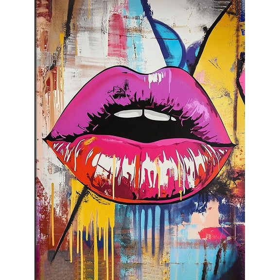 Abstract Lips Decorative Painting/Canvas Art,Perfect for Living Room, Bedroom, Office, Hotel, Dining Room, Study, Bar, Gallery, Apartment, Corridor, Cafe, and Hallway Decoration Artwork.