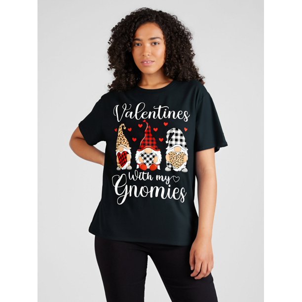 Appeal, Valentine's Day Gnome Love Heart Tee - 100% Cotton, Breathable & Soft, Casual Round Neck Short Sleeve Shirt for Men and Women, Perfect for Casual Attire