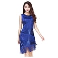 thumbnail image 4 of Ladies Latin Stage Party Sequin Fringe Latin Contest Sleeveless Dance Evening Dress Hemline Asymmetry Long Dresses for Women Party Wedding 2017 with Sleeve Womens Dresses for Fall Long plus Size, 4 of 4