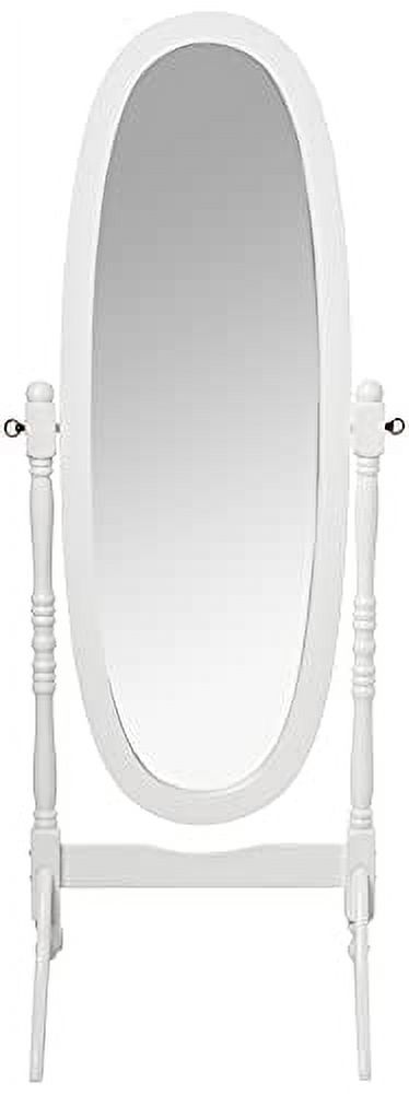 Ore International White Finish Oval Wood Cheval Floor Standing Mirror  59.5