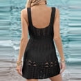 thumbnail image 5 of Trajes de baño para mujer, Trajes de baño para mujer Moda femenina Vestido de poliéster de color liso con escote en V profundo y detalles metálicos, falda con tirantes, 5 of 5