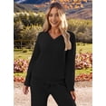 thumbnail image 4 of Women'S Lounge Sets Fall Fashion 2 Piece Outfits Sweater Pajama Set Fuzzy Loungewear Matching Winter Clothes Black M, 4 of 9