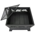 thumbnail image 4 of 26" Outdoor Fire Pit Steel Square Wood Burning BBQ Patio Yard W/Rain Cover&Poker, 4 of 5