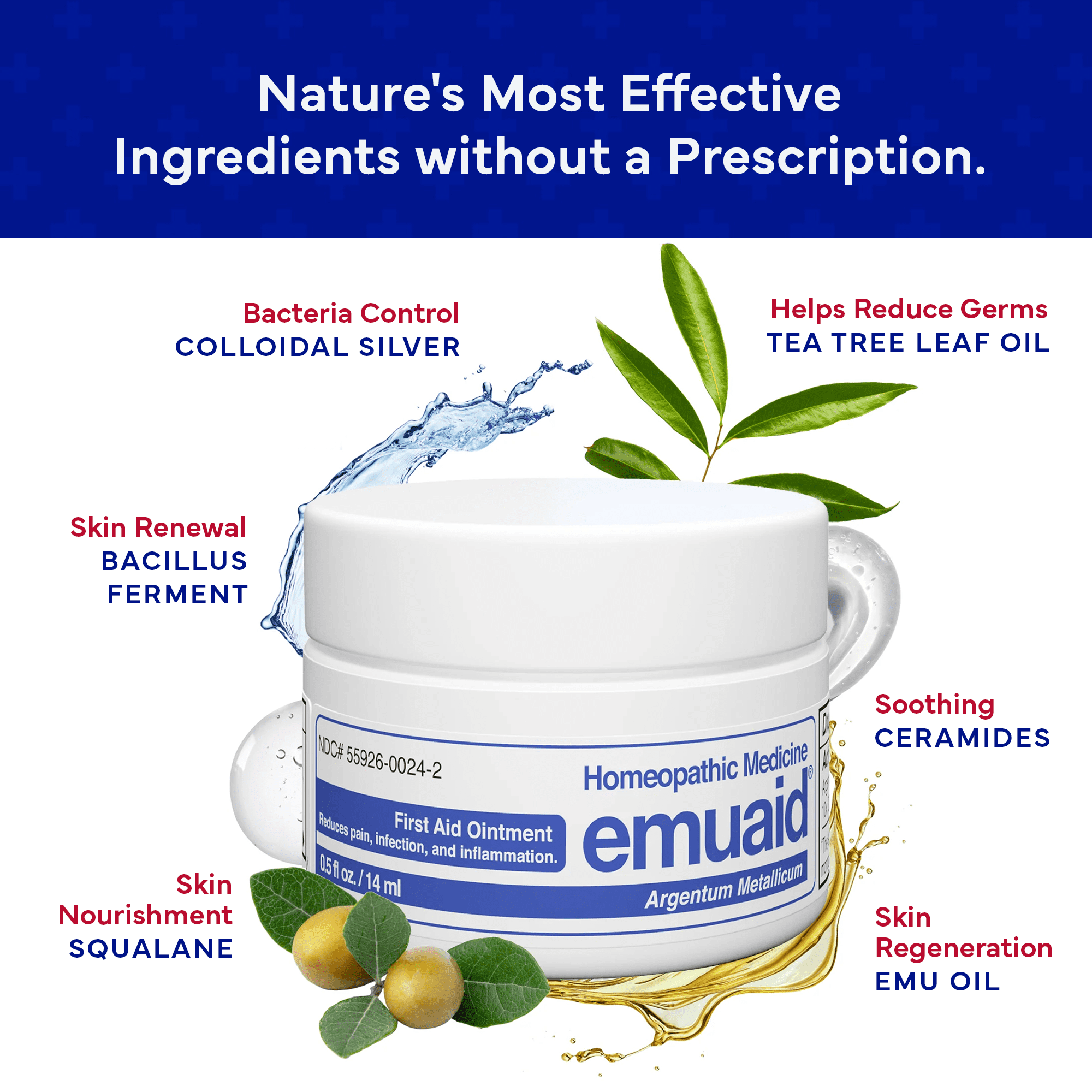 Emuaid First Aid Ointment Regular Strength Cream, for Skin Relief, 2 oz
