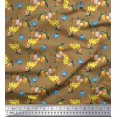 thumbnail image 1 of Soimoi Brown Viscose Chiffon Fabric Flowers & Mix Fruits Print Fabric by the Yard 42 Inch Wide, 1 of 3