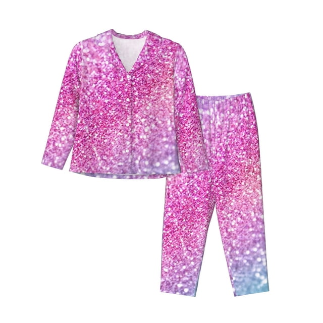 Balery Fun Rainbow Pink Conjunto de Pijama con Estampado para Mujer, Conjunto de Dos Piezas con Manga Larga, Ropa de Dormir Suave con Bolsillos, Pijamas Cómodos-XX-Large
