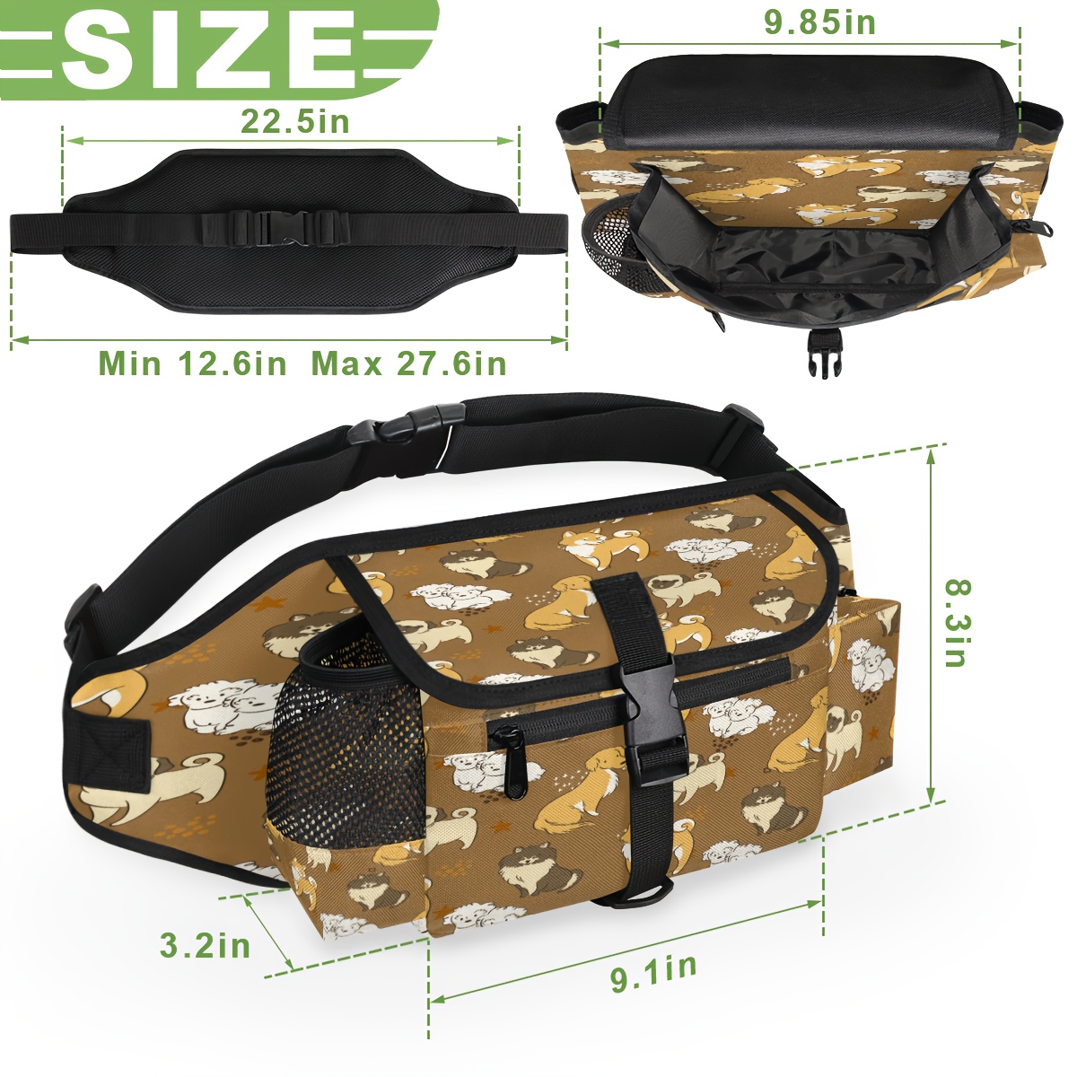 Cute Dog Pattern Pet Walking Fanny Pack