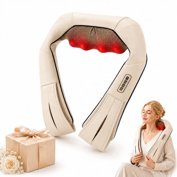 Nekteck Shiatsu Neck and Back Massager with Soothing Heat, Electric Deep Tissue 3D Kneading Massage Pillow for Shoulder, Leg, Full Body Muscle Pain Relief, Car, Office and Home Use
