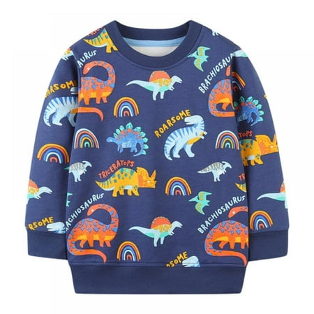 

Toddler Boys Sweatshirts Long Sleeve Sport Sweat Shirt Dinosaur Pullover Crewneck Tops Tees Kids 2-7 Years