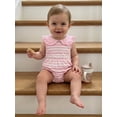 thumbnail image 4 of BemeyourBBs Newborn Baby Girls Summer Clothes Striped Bubble Romper Outfit Puff Sleeveless Peter Pan Doll Collar Bodysuit Jumpsuit Playsuit, 4 of 9