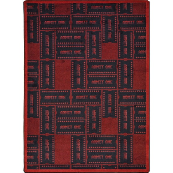 Joy Carpets Any Day Matinee Admit One 7'8" x 10'9" Area Rug in Color Burgundy