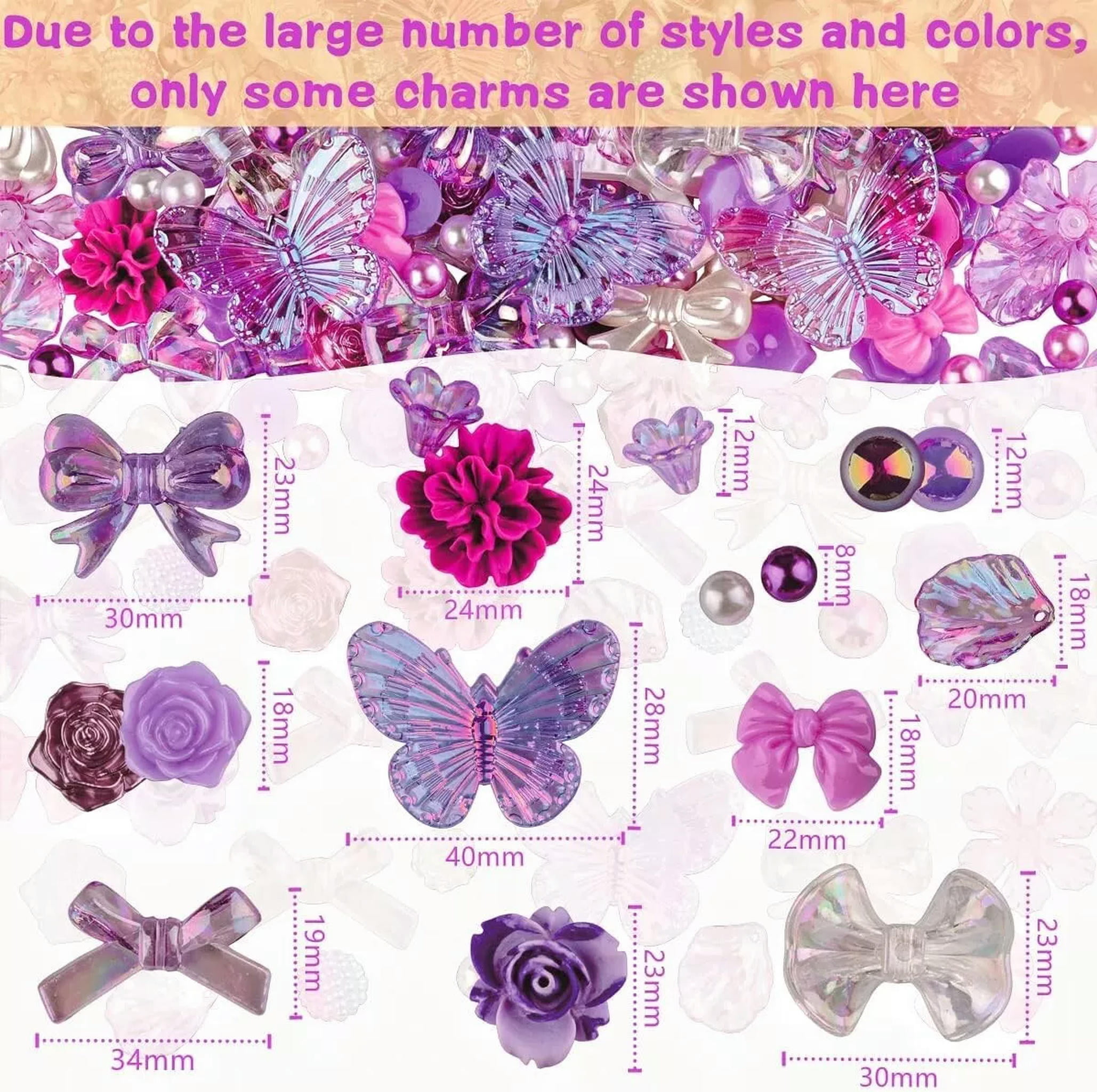 U8MO Resin Cabochons Butterfly Slime Charms Purple Pink Bulk Assorted Lot 350pcs