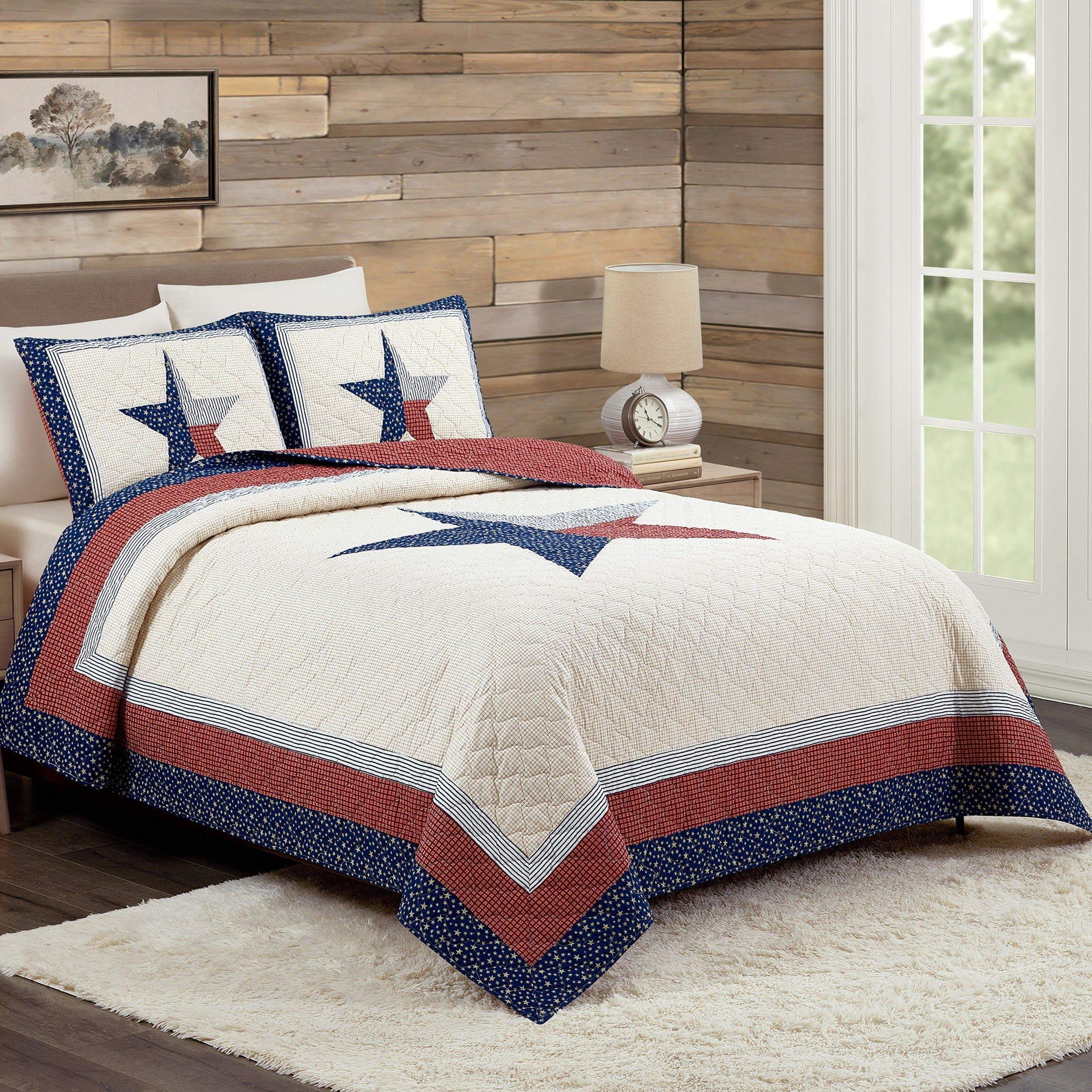 Modern Heirloom Texas Lonestar 3-Piece Quilt Set, Blue, Full/Queen