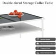 thumbnail image 5 of BISHE Coffee Table with Storage, Glass Coffee Table and End Tables for Living Room, Modern Rectangle and Square Coffee Table Set of 3, White, 5 of 7