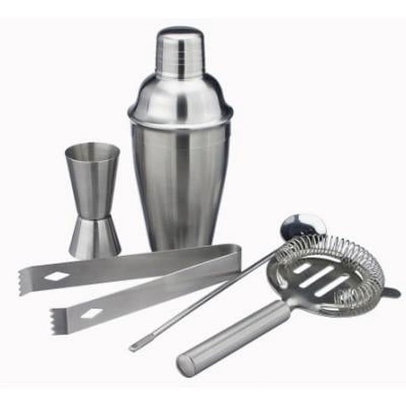 Ensemble de 5 Pcs de Shakers à Cocktail en Acier Inoxydable avec Boîte à Cocktail, Shaker, Cuillère Doseuse