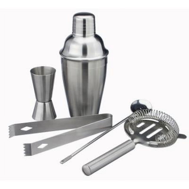 Ensemble de 5 Pcs de Shakers à Cocktail en Acier Inoxydable avec Boîte à Cocktail, Shaker, Cuillère Doseuse