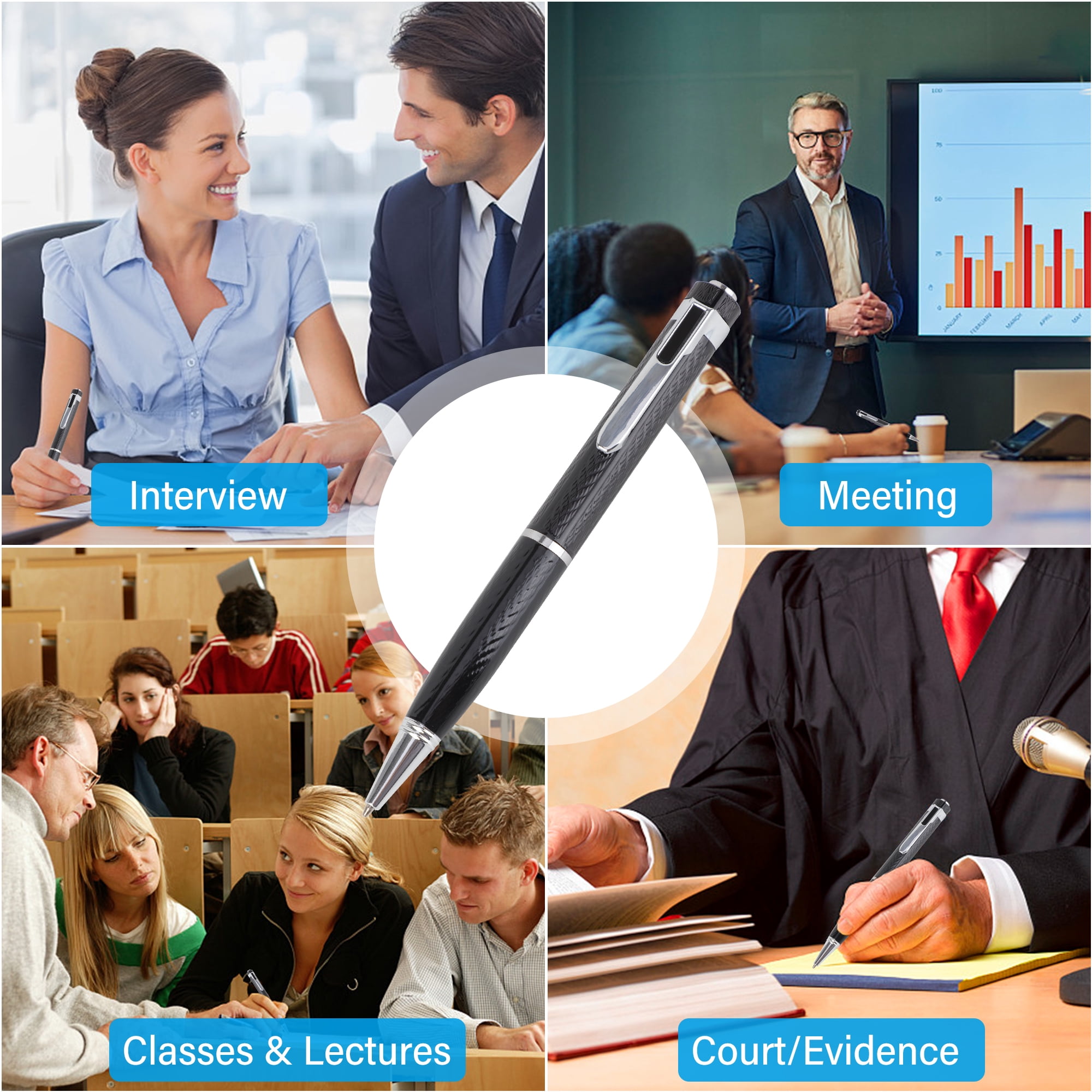 YouLoveIt 32GB Digital Voice Recorder Pen Voice Activated Recorder MP3 USB Playback Fit For Lecture Class Meeting Interview