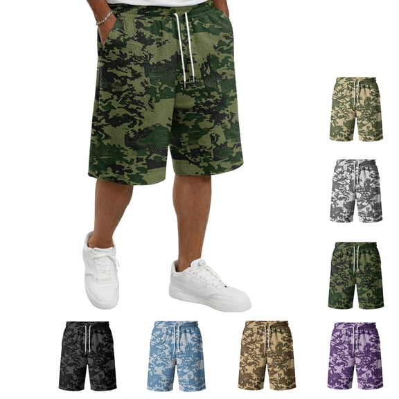 LWavelet Big and Tall Mens Workout Shorts Classic Camouflage Casual Hiking Shorts Basketball Breathable Summer Gym Shorts with Pockets
