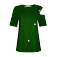thumbnail image 7 of Njoeus Tops for Women Trendy White Tops for Women Off Shoulder Tops for Women, Women's 2025 Summer Tops Trendy Casual Comfort Solid Button Splicing Short Sleeve Round Neck Shirt S-3Xl Work Office Clot, 7 of 7