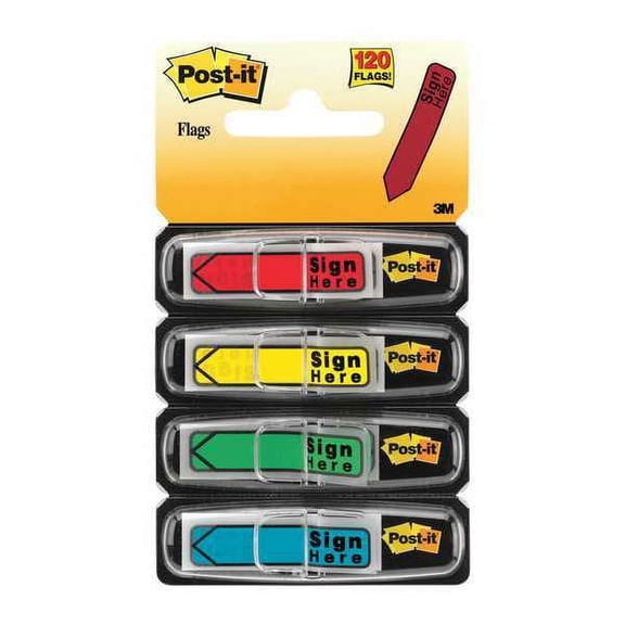 1 pc, Post-It Sticky Flags, Sign Here, Assorted, PK4