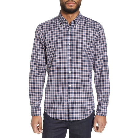 Boss NAVY Lod Plaid Long Sleeve Button-Down Shirt, US X-Large